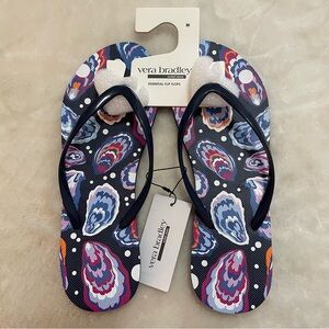 NWT Vera Bradley Oyster Bar Navy Multi Flip Flops Various Sizes